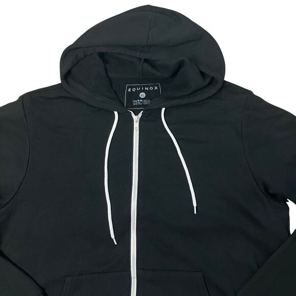 Equinox Hoodie Mens XL Black Cotton Full Zip Fleece Spellout Activewear Gym - Picture 3 of 11